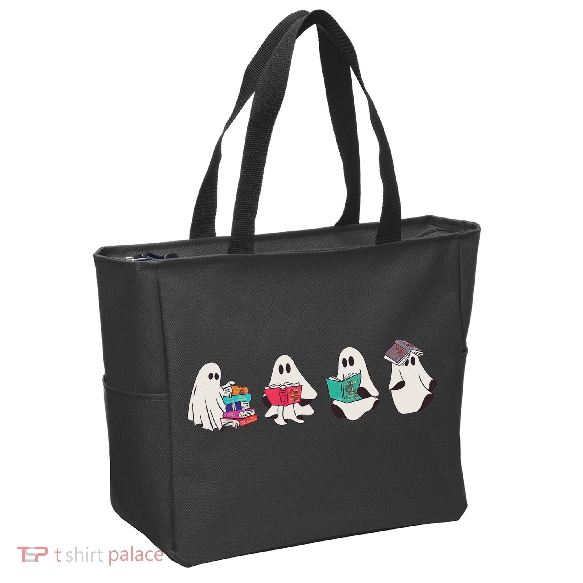 Funny Ghost Book Reading Halloween Books Lover Teacher Tote Bag