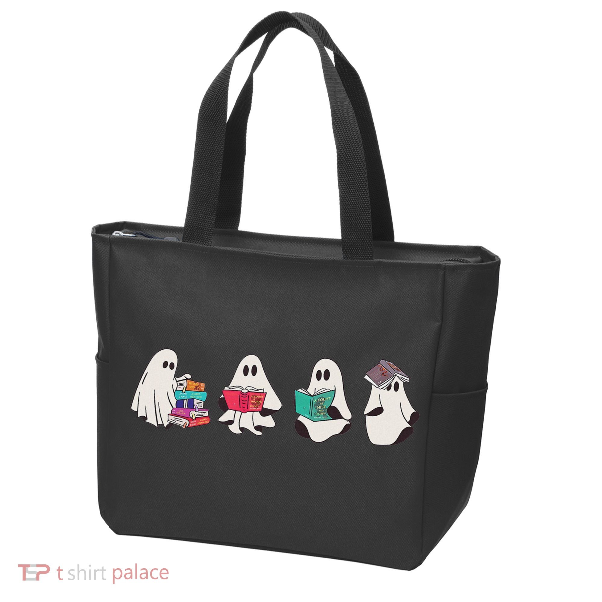 Funny Ghost Book Reading Halloween Books Lover Teacher Tote Bag