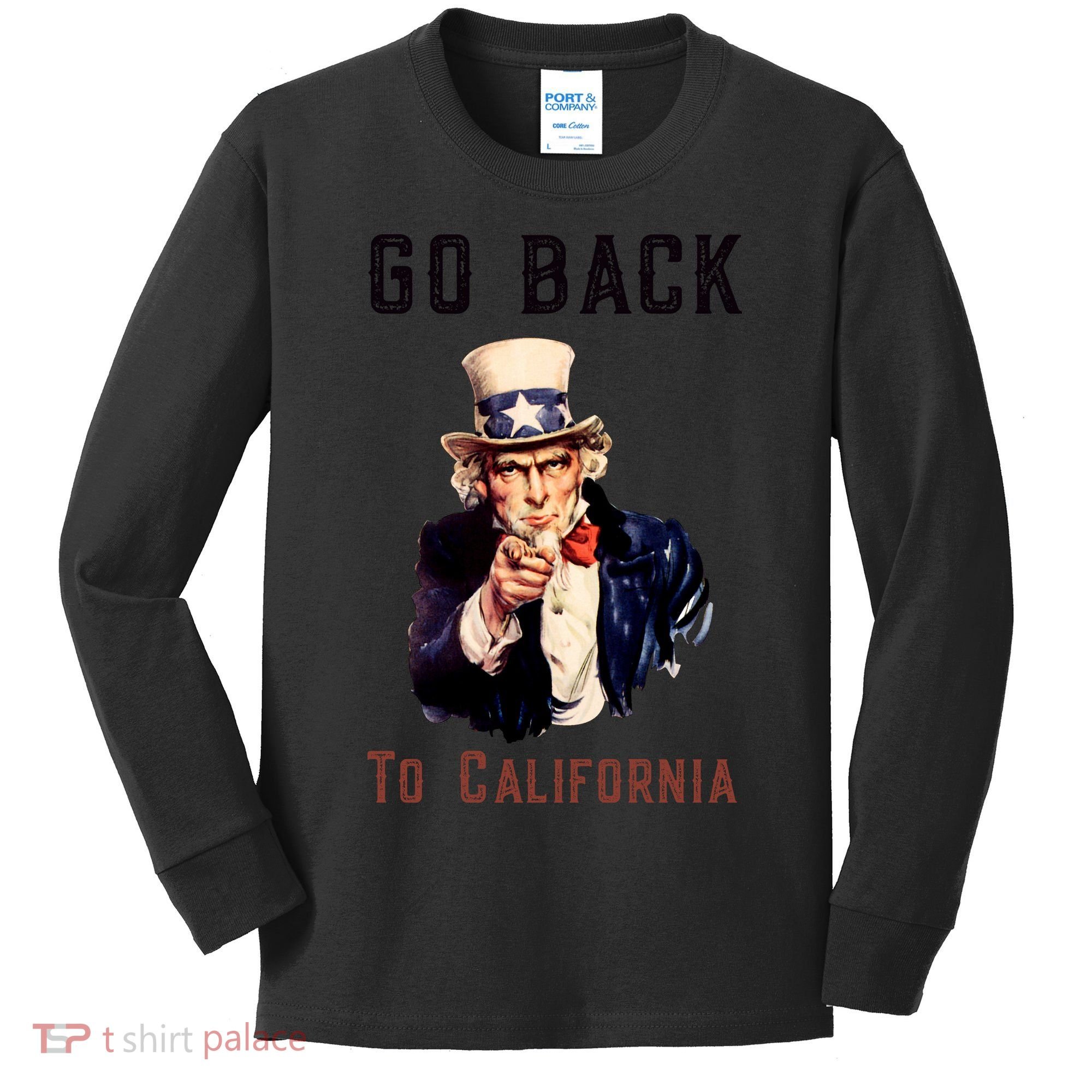 Funny Go Back To California Conservative Kids Long Sleeve Shirt
