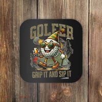 Funny Golf Ball Drinking, Golf Club Party 19th Hole Fans Coaster thumb 0
