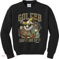 Funny Golf Ball Drinking, Golf Club Party 19th Hole Fans Kids Sweatshirt thumb 0