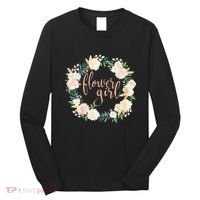 Flower Girl Blush Floral Wreath Wedding Long Sleeve Shirt thumb 0