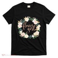 Flower Girl Blush Floral Wreath Wedding T-Shirt thumb 0