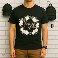 Flower Girl Blush Floral Wreath Wedding T-Shirt thumb 6