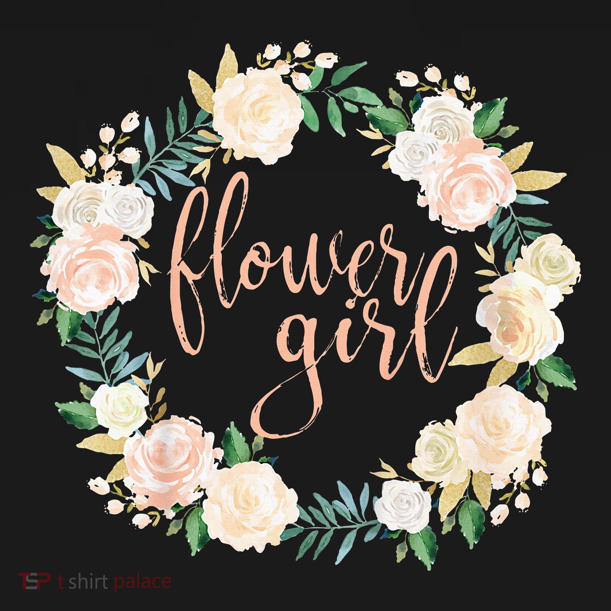 Flower Girl Blush Floral Wreath Wedding Polo