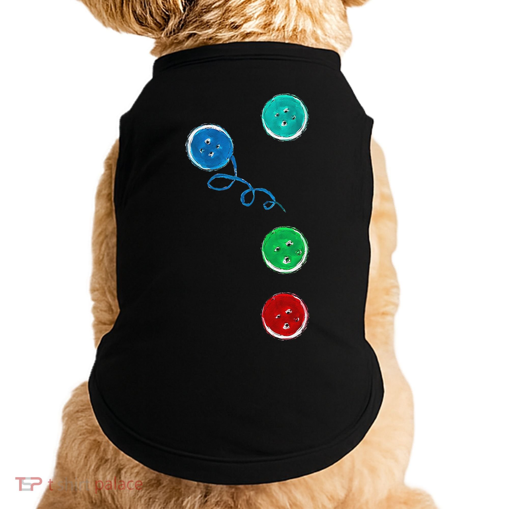 Four Groovy Buttons Blue Cat Funny Halloween Doggie Tank