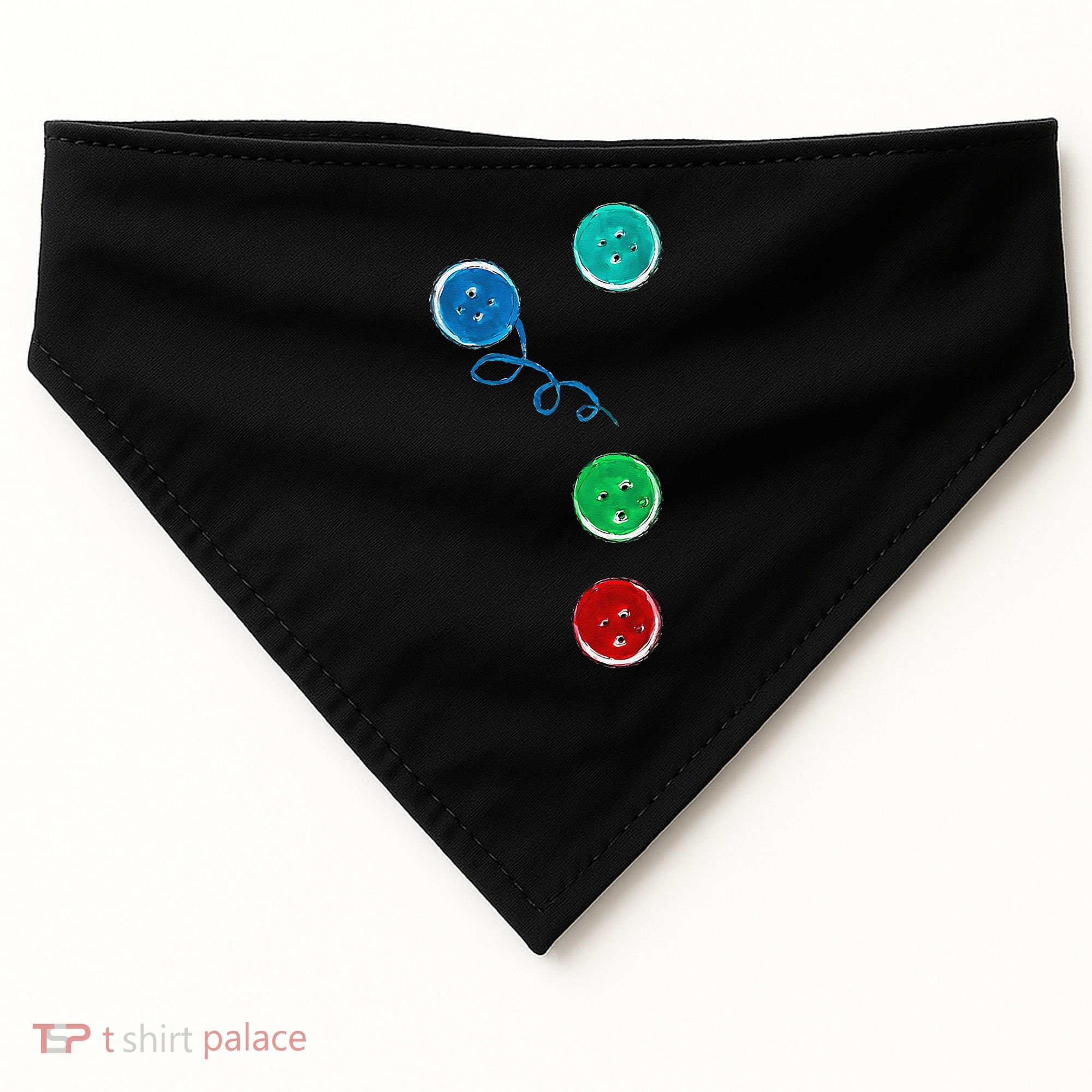 Four Groovy Buttons Blue Cat Funny Halloween USA-Made Doggie Bandana