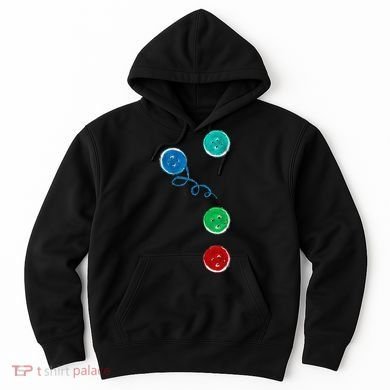 Four Groovy Buttons Blue Cat Funny Halloween Hoodie