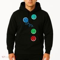 Four Groovy Buttons Blue Cat Funny Halloween Hoodie thumb 2