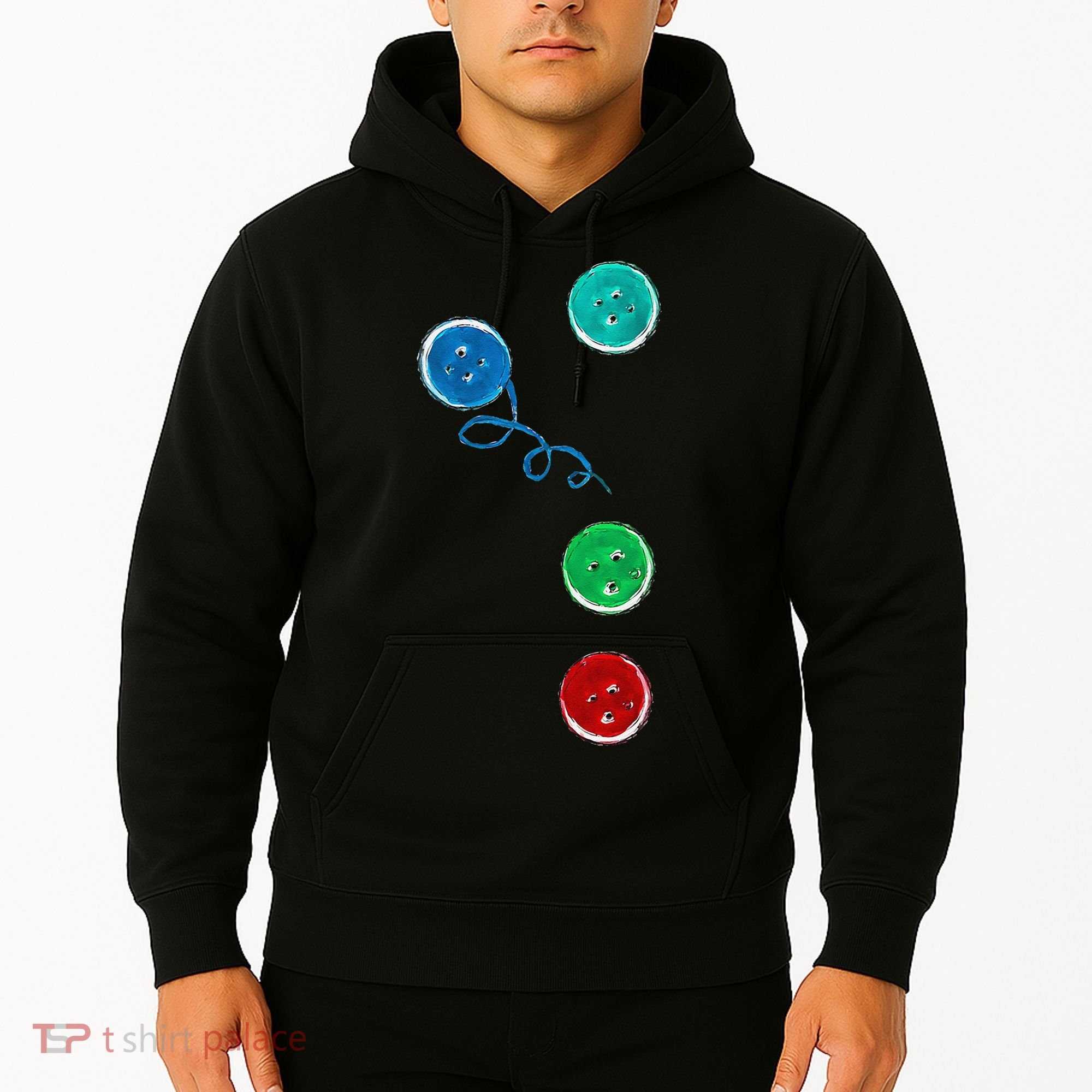 Four Groovy Buttons Blue Cat Funny Halloween Hoodie