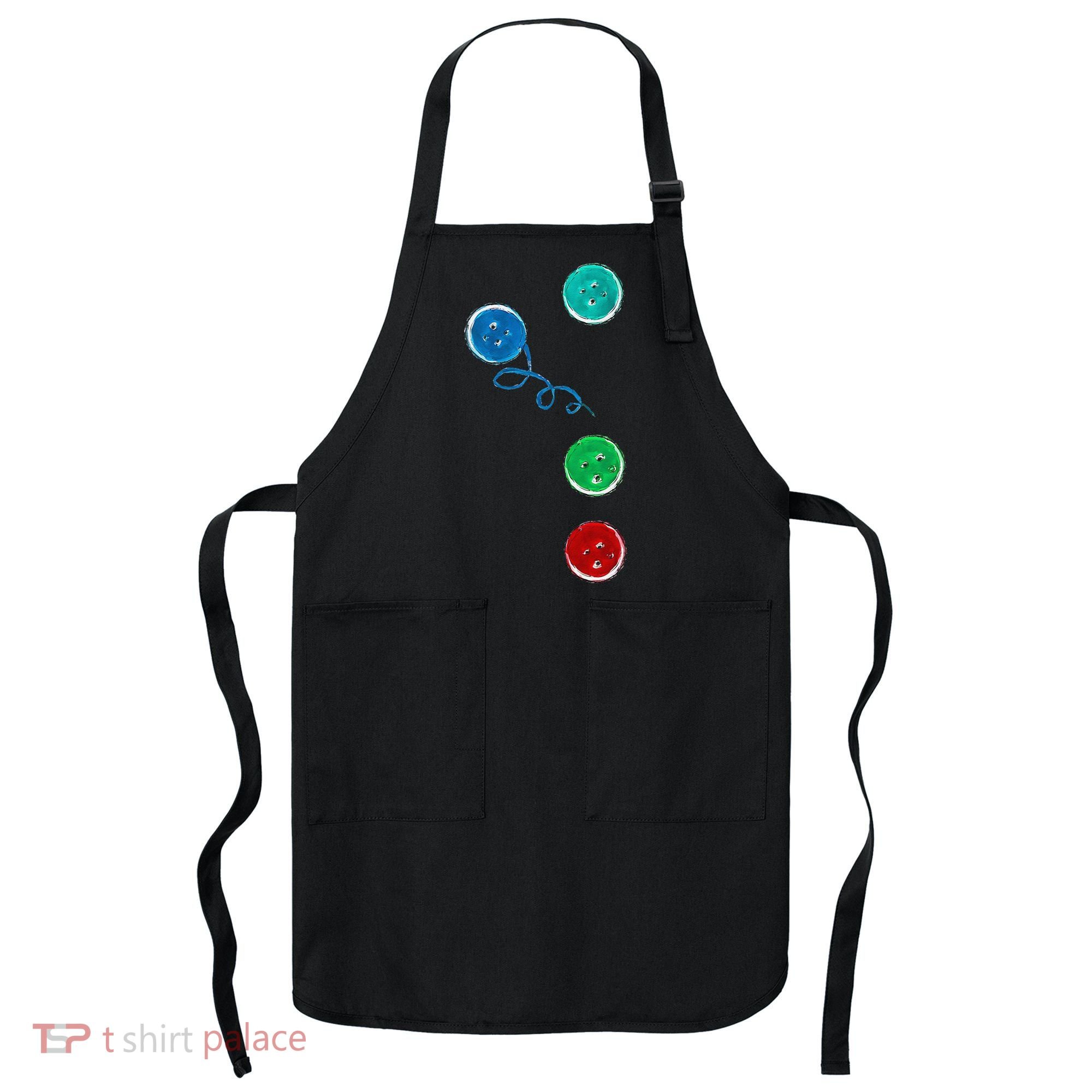 Four Groovy Buttons Blue Cat Funny Halloween Apron