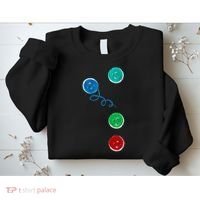 Four Groovy Buttons Blue Cat Funny Halloween Sweatshirt thumb 2