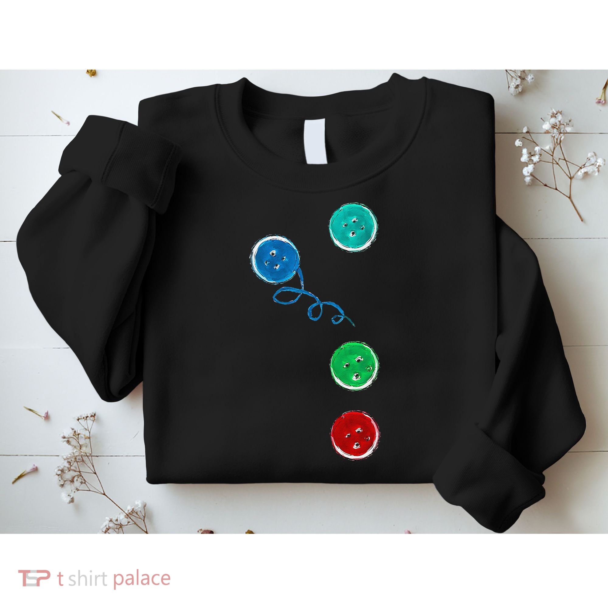 Four Groovy Buttons Blue Cat Funny Halloween Sweatshirt