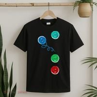 Four Groovy Buttons Blue Cat Funny Halloween T-Shirt thumb 2