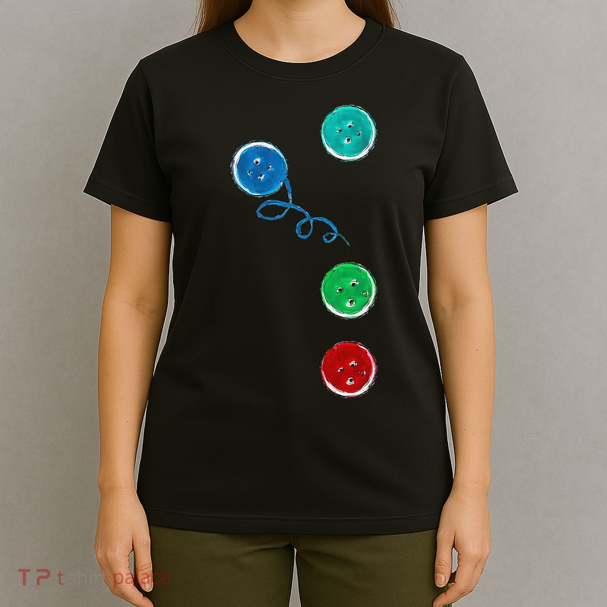Four Groovy Buttons Blue Cat Funny Halloween T-Shirt