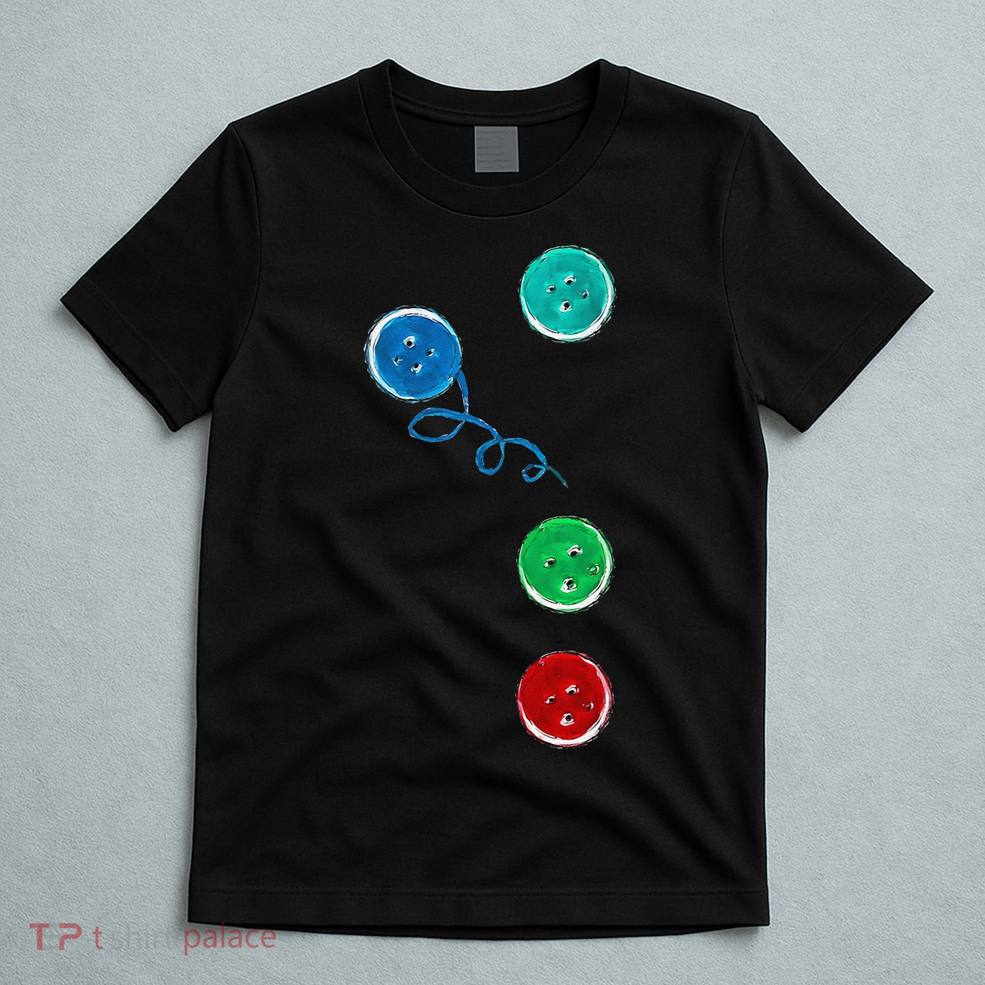 Four Groovy Buttons Blue Cat Funny Halloween T-Shirt