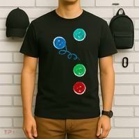 Four Groovy Buttons Blue Cat Funny Halloween T-Shirt thumb 6