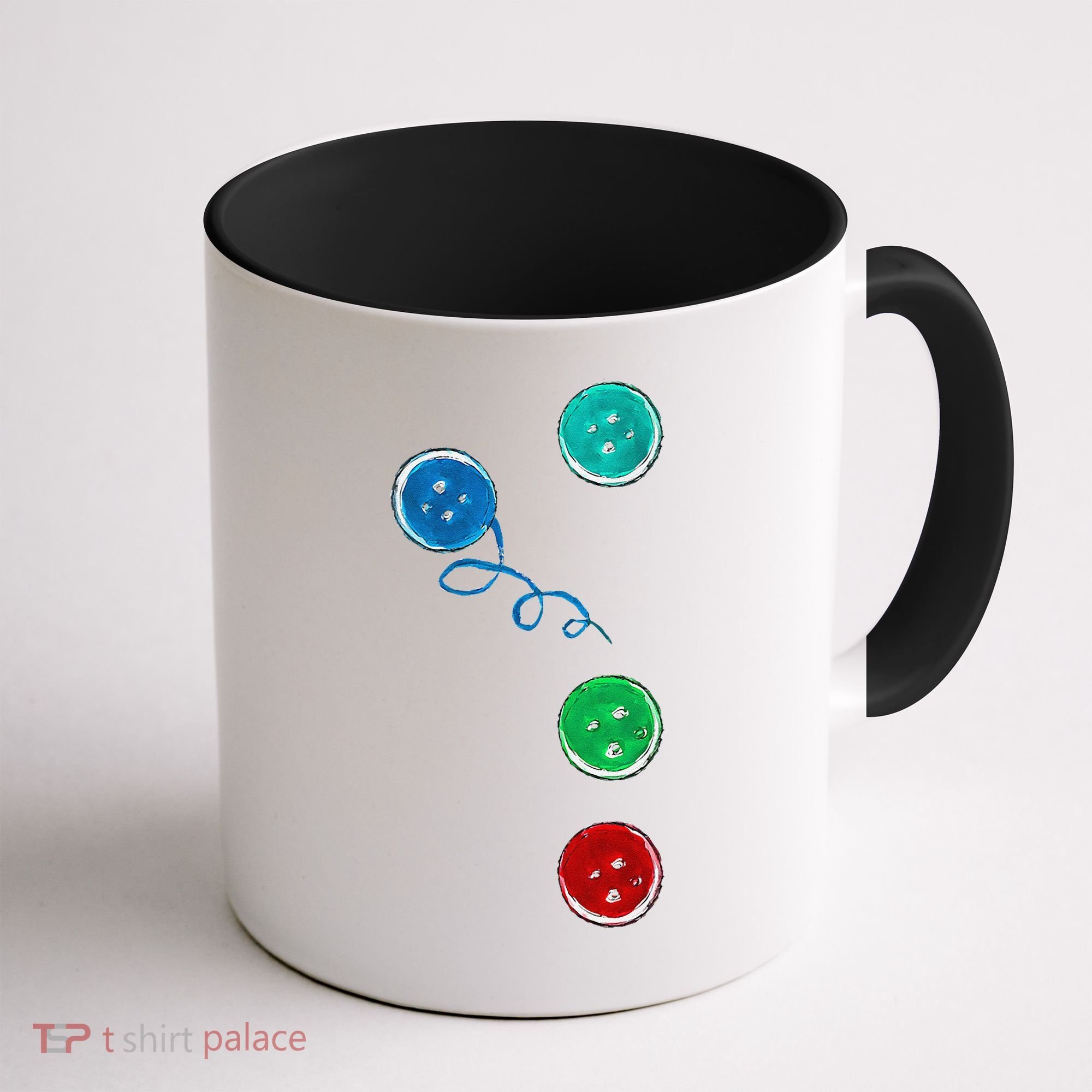 Four Groovy Buttons Blue Cat Funny Halloween Coffee Mug