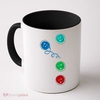 Four Groovy Buttons Blue Cat Funny Halloween Coffee Mug thumb 0