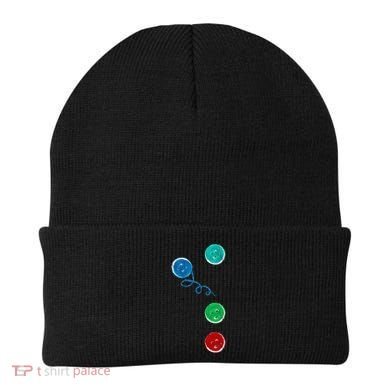 Four Groovy Buttons Blue Cat Funny Halloween Beanie