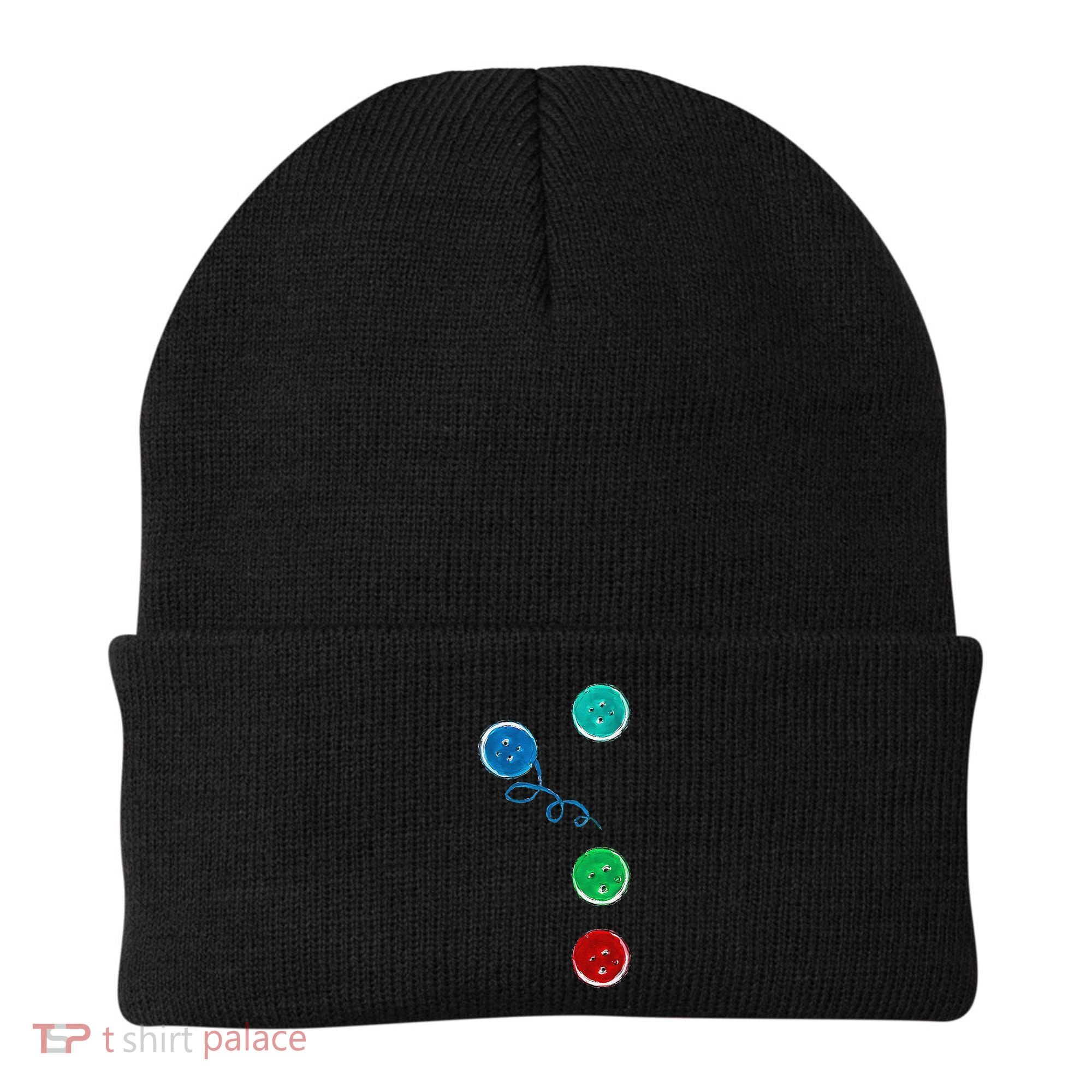 Four Groovy Buttons Blue Cat Funny Halloween Beanie