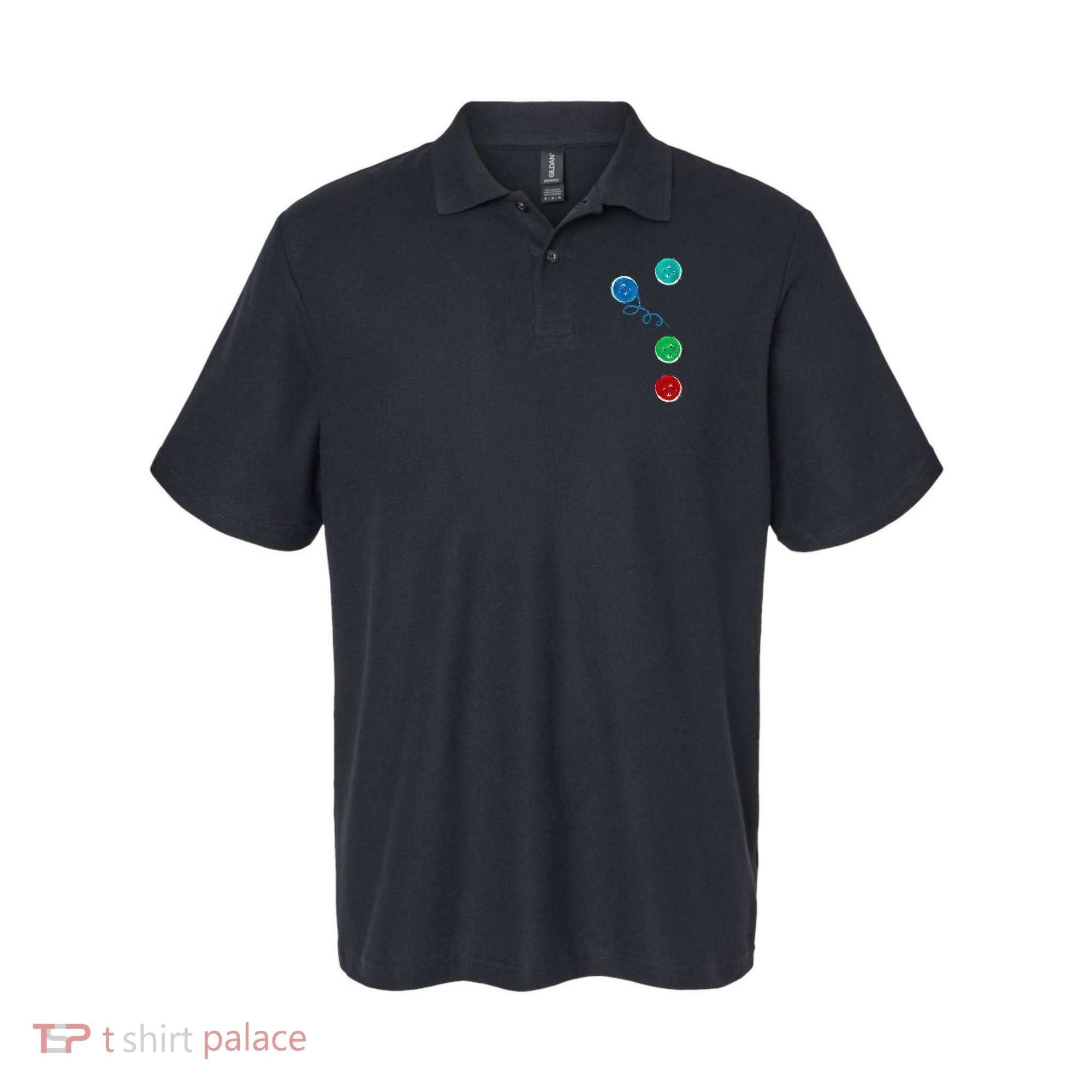 Four Groovy Buttons Blue Cat Funny Halloween Polo