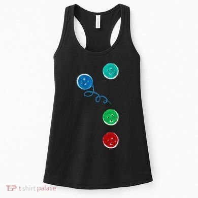 Four Groovy Buttons Blue Cat Funny Halloween Women's Tank Top