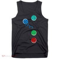Four Groovy Buttons Blue Cat Funny Halloween Tank Top thumb 0