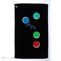 Four Groovy Buttons Blue Cat Funny Halloween Golf Towel thumb 0