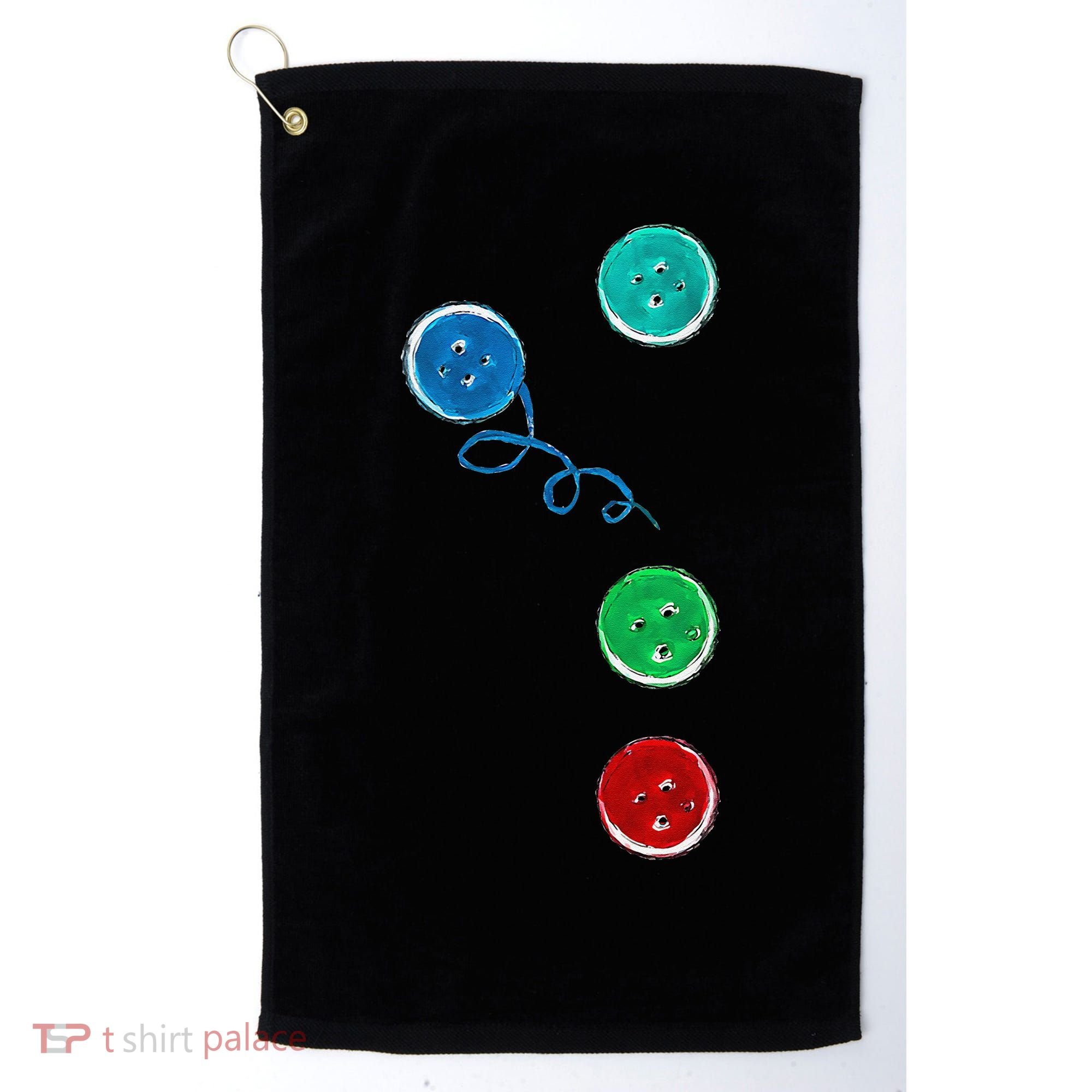 Four Groovy Buttons Blue Cat Funny Halloween Golf Towel