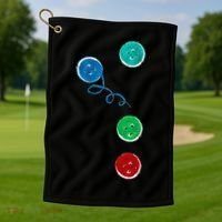 Four Groovy Buttons Blue Cat Funny Halloween Golf Towel thumb 1