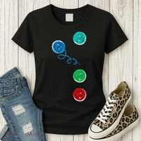 Four Groovy Buttons Blue Cat Funny Halloween Women's T-Shirt thumb 3