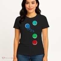 Four Groovy Buttons Blue Cat Funny Halloween Women's T-Shirt thumb 4