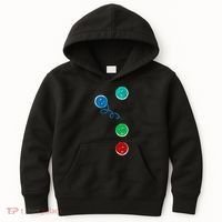 Four Groovy Buttons Blue Cat Funny Halloween Kids Hoodie thumb 0