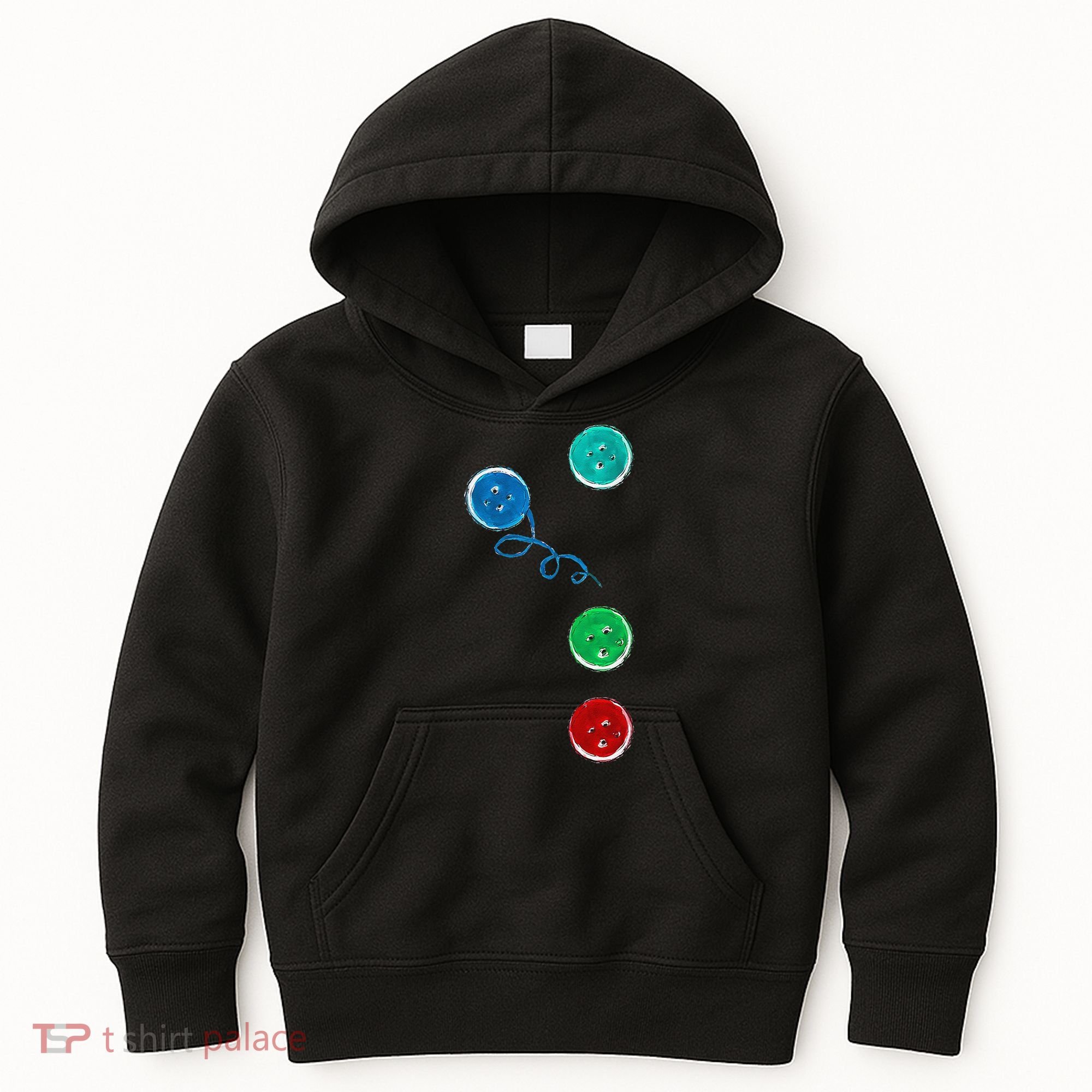 Four Groovy Buttons Blue Cat Funny Halloween Kids Hoodie