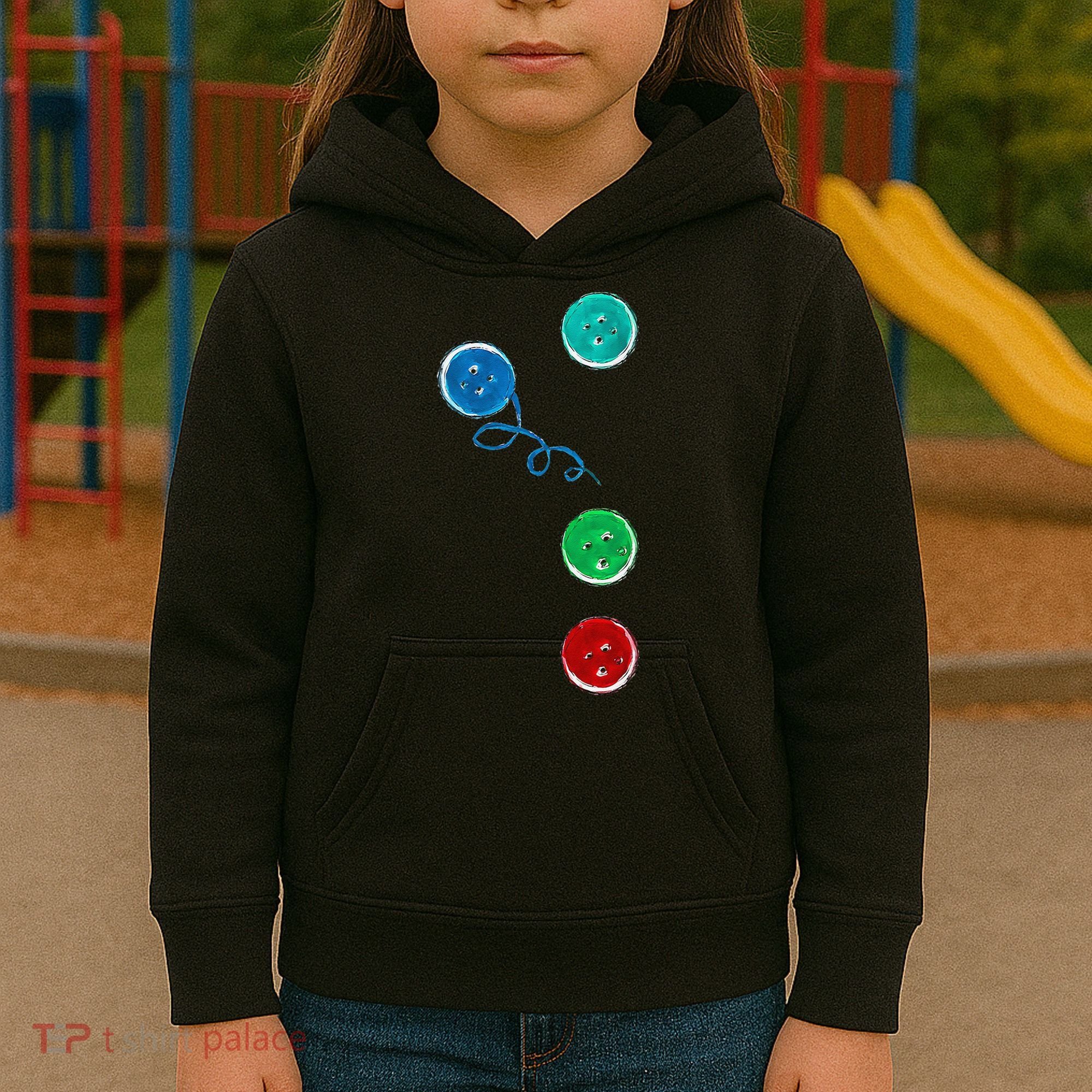 Four Groovy Buttons Blue Cat Funny Halloween Kids Hoodie