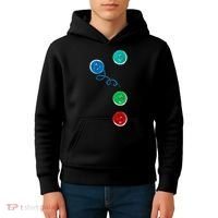 Four Groovy Buttons Blue Cat Funny Halloween Kids Hoodie thumb 4