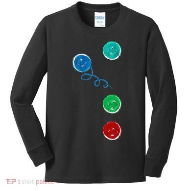 Four Groovy Buttons Blue Cat Funny Halloween Kids Long Sleeve Shirt
