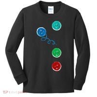 Four Groovy Buttons Blue Cat Funny Halloween Kids Long Sleeve Shirt thumb 0