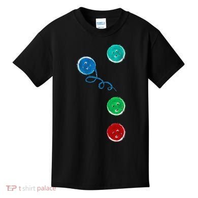 Four Groovy Buttons Blue Cat Funny Halloween Kids T-Shirt