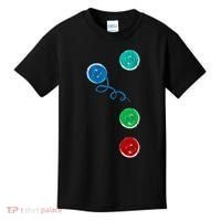Four Groovy Buttons Blue Cat Funny Halloween Kids T-Shirt thumb 0
