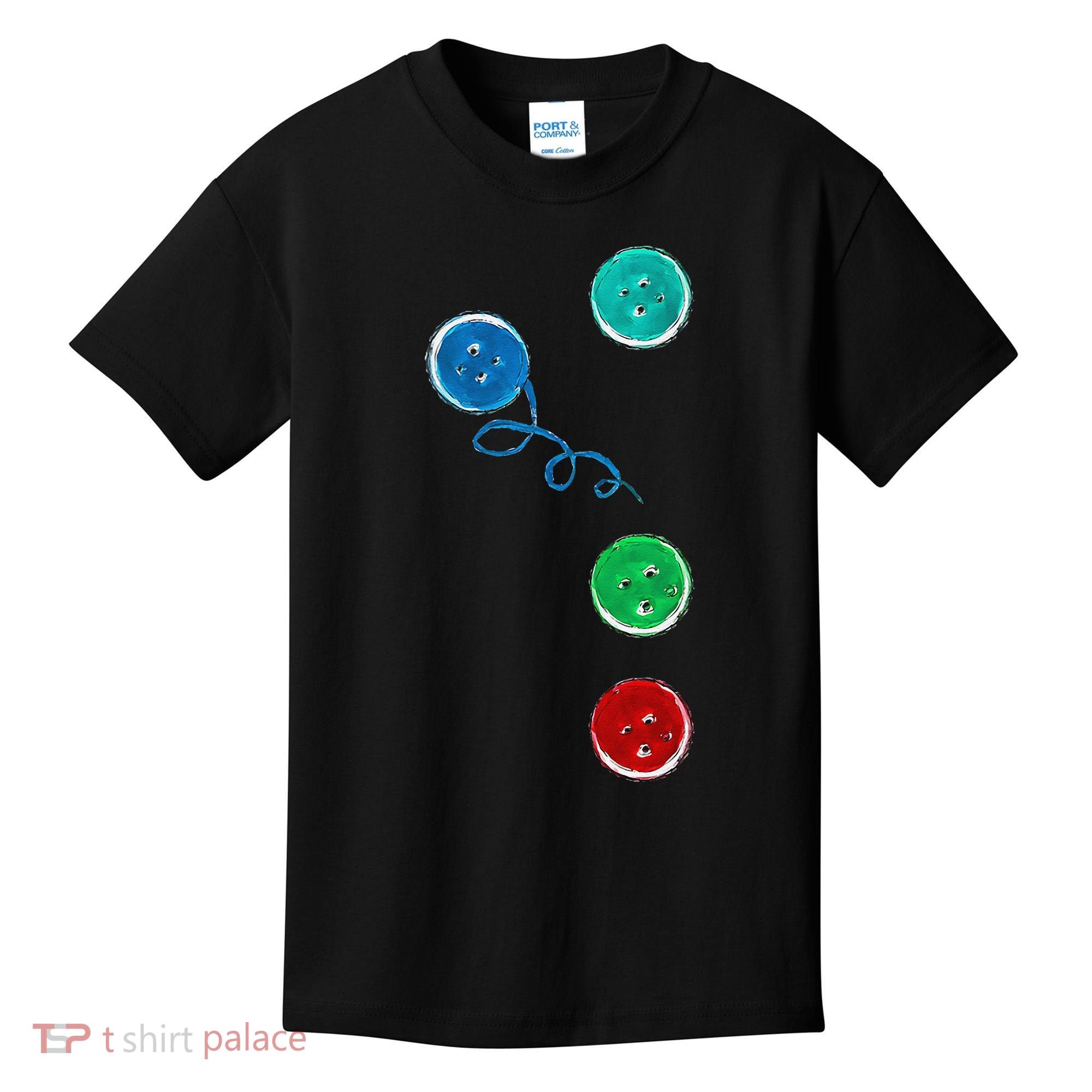 Four Groovy Buttons Blue Cat Funny Halloween Kids T-Shirt