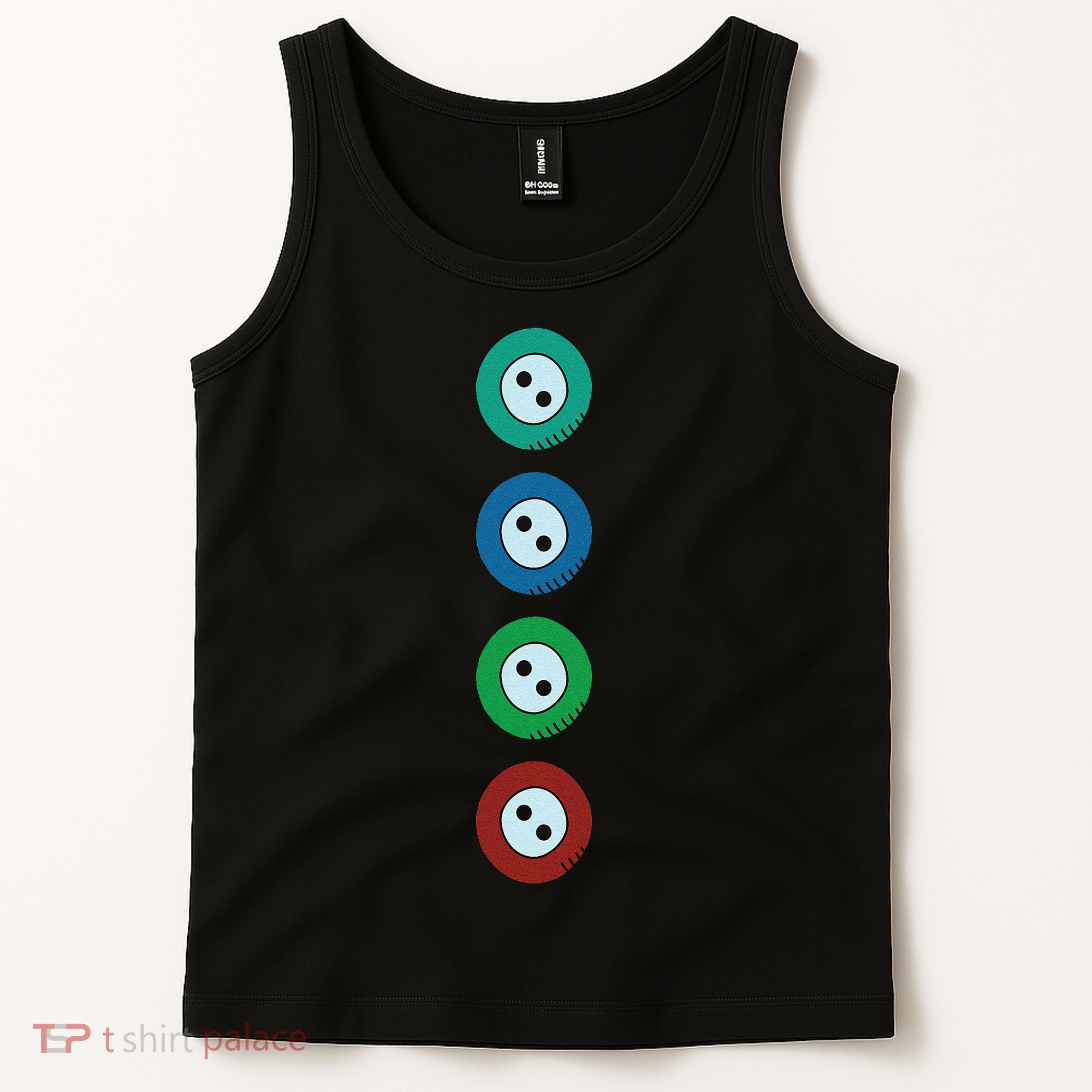Four Groovy Buttons Blue Cat Funny Halloween Tank Top