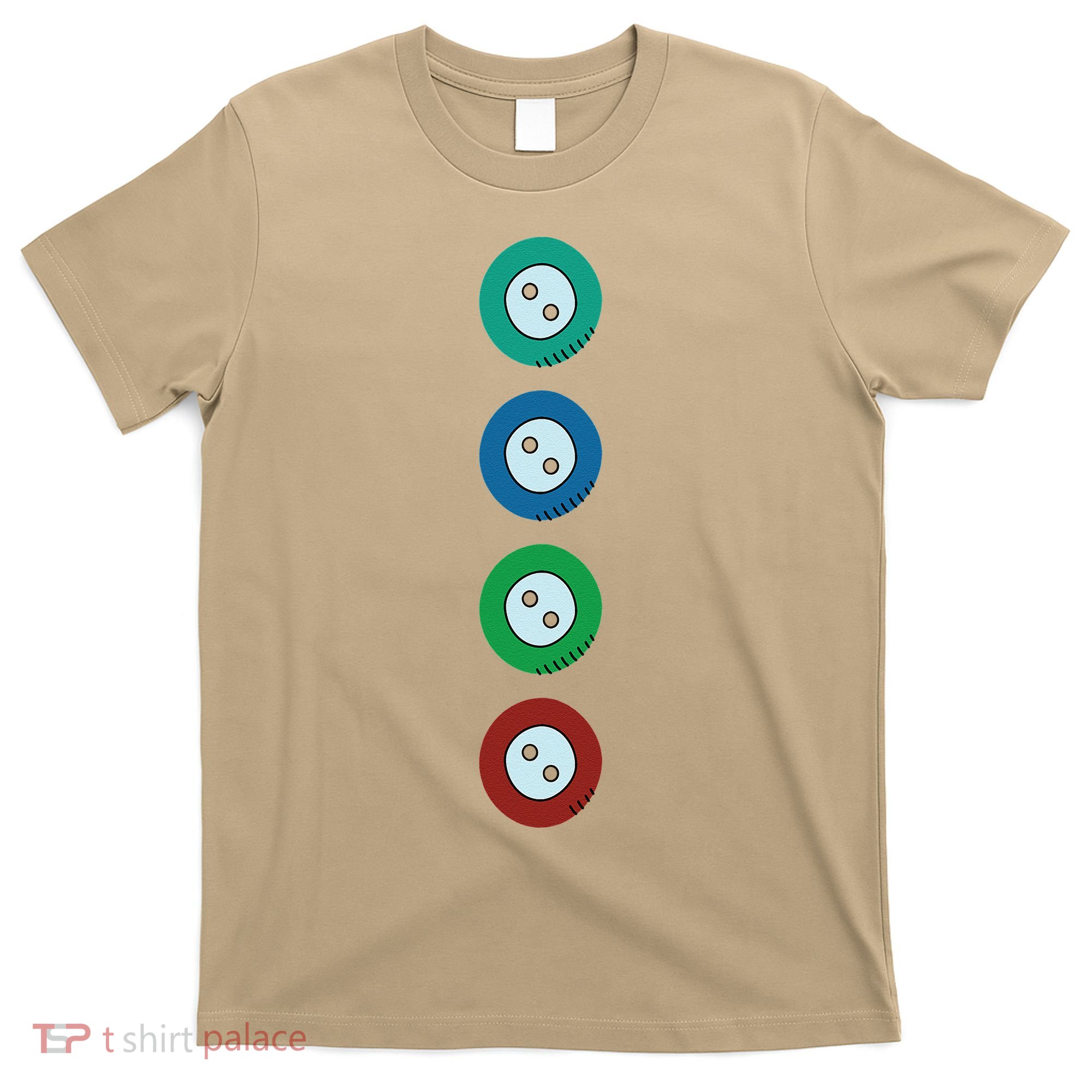 Four Groovy Buttons Blue Cat Funny Halloween T-Shirt