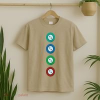 Four Groovy Buttons Blue Cat Funny Halloween T-Shirt thumb 2
