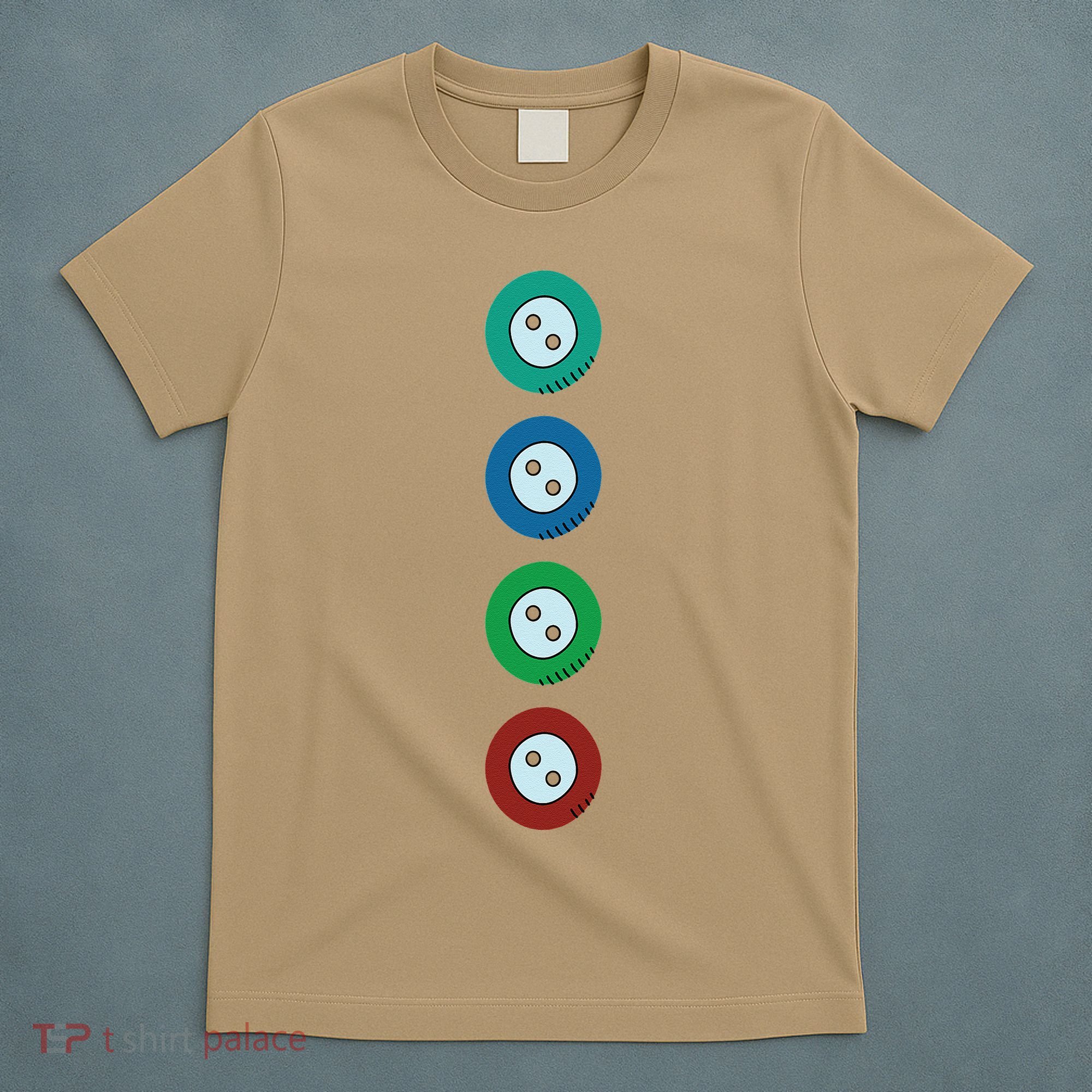 Four Groovy Buttons Blue Cat Funny Halloween T-Shirt