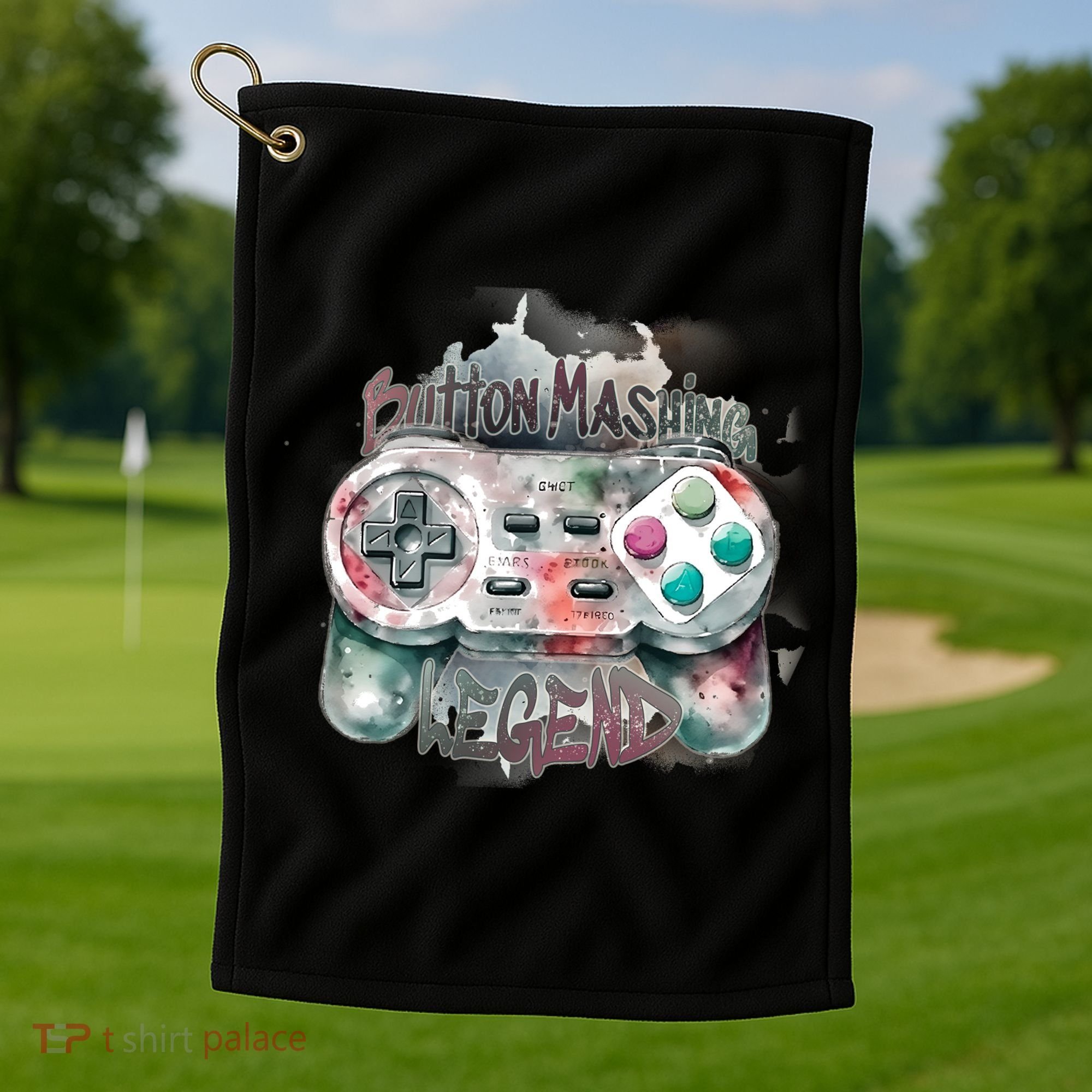 Funny Gamer Button Mashing Legend Golf Towel
