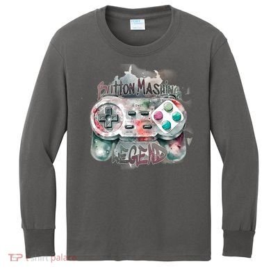 Funny Gamer Button Mashing Legend Kids Long Sleeve Shirt