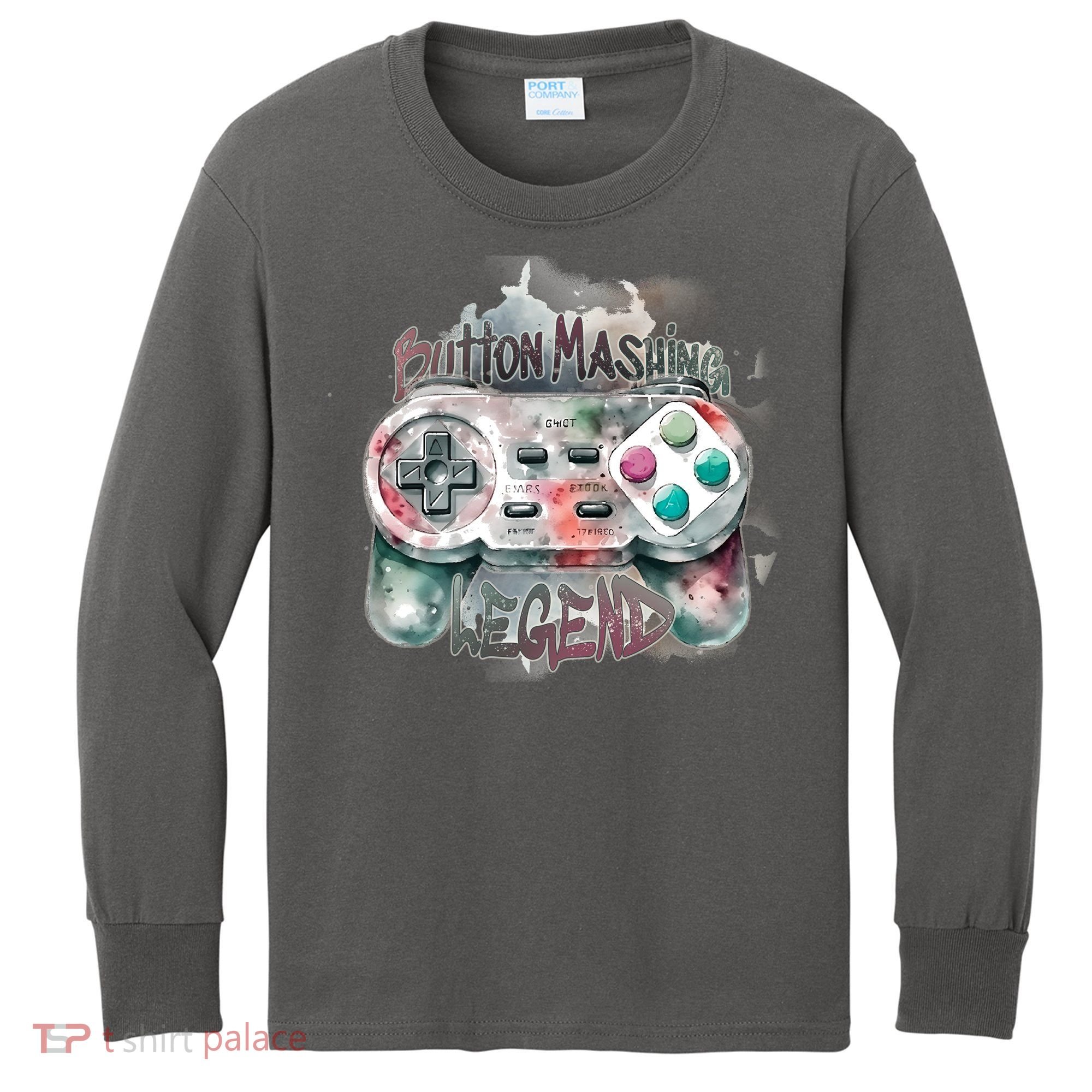 Funny Gamer Button Mashing Legend Kids Long Sleeve Shirt