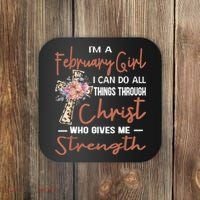 February Girl Birthday I Can Do Things Through Christ Coaster thumb 0